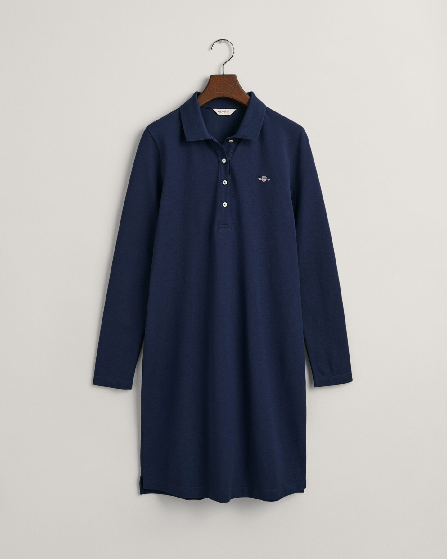 Shield piqué kjole med lange ærmer