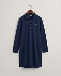 Shield piqué kjole med lange ærmer