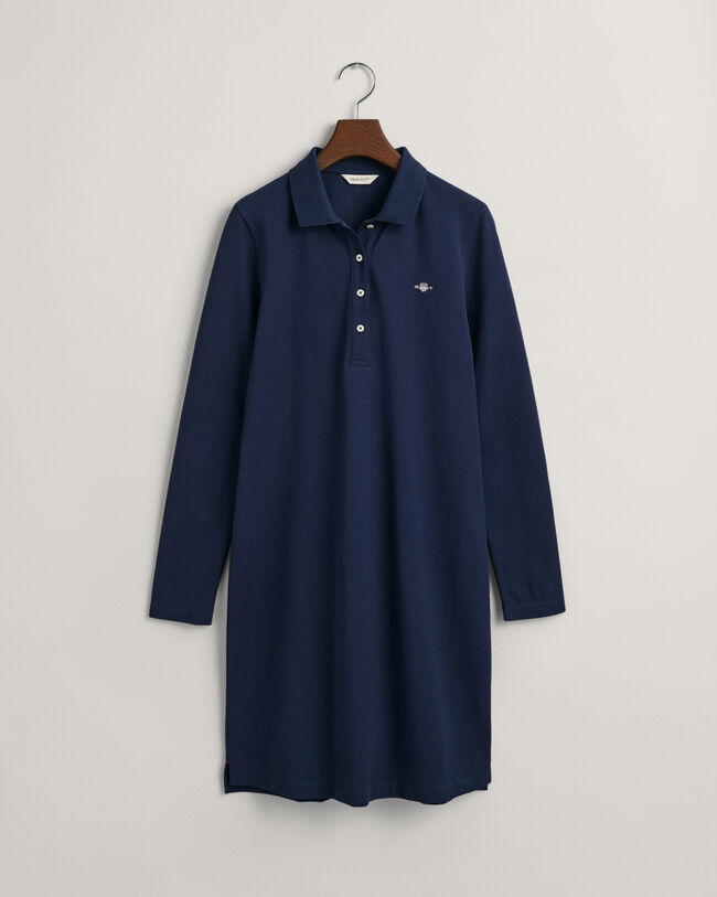 Shield piqué kjole med lange ærmer