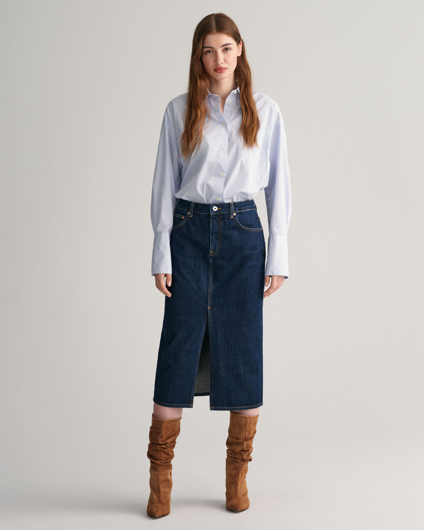 Denim pencil-nederdel