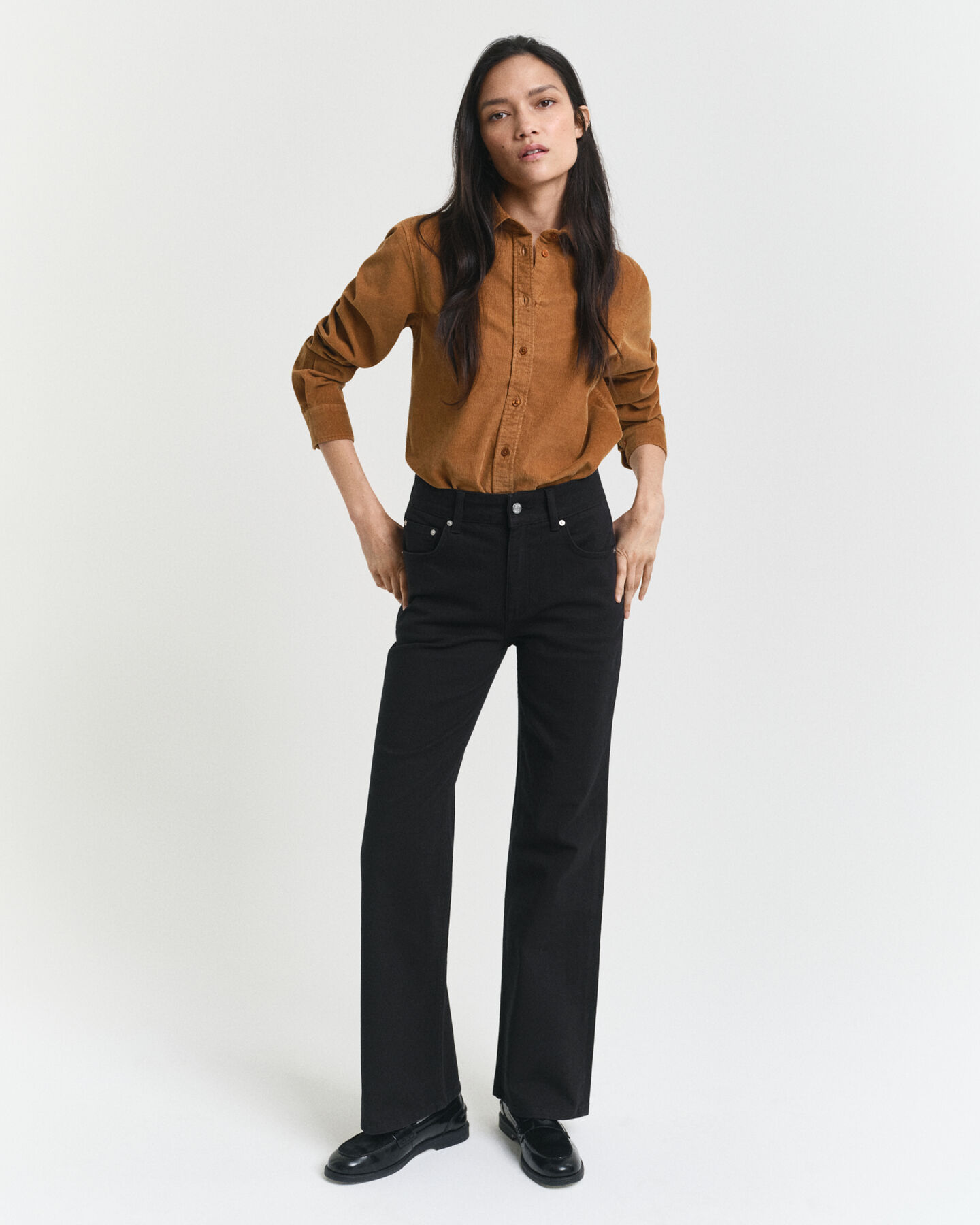 Regular fit skjorte af jernbanefløjl