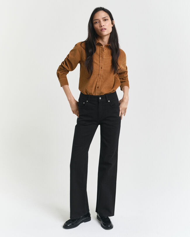 Regular fit skjorte af jernbanefløjl