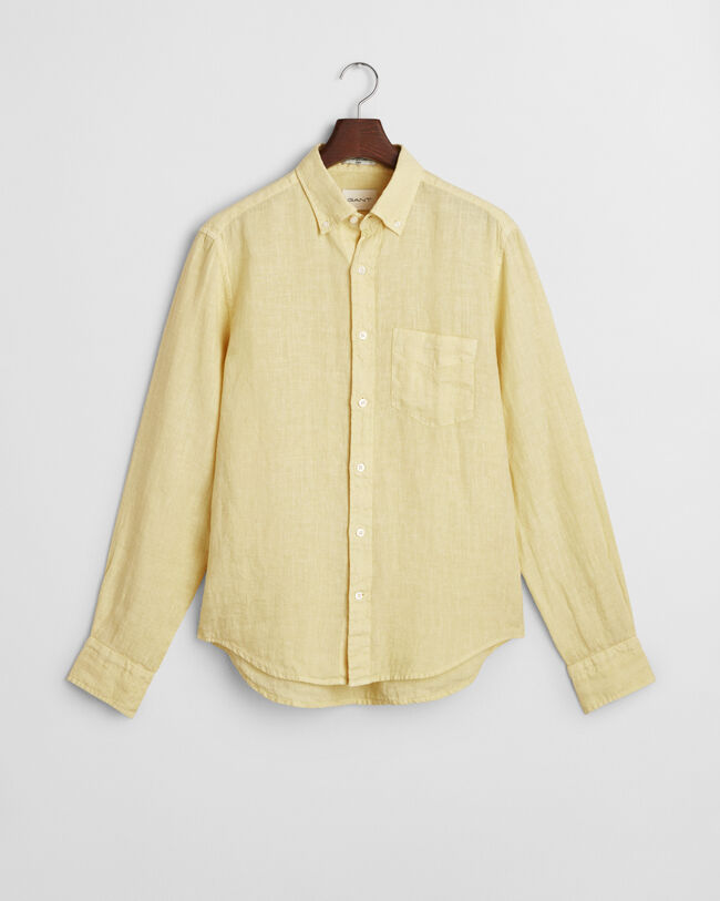 Regular fit garment-dyed hørskjorte