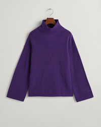 Ribstrikket sweater i uld med stående krave