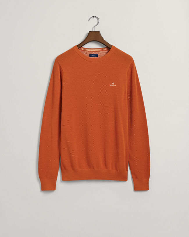 Crewneck sweater af bomuldspiqu&eacute;