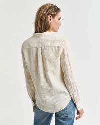 Regular fit stribet skjorte af hør