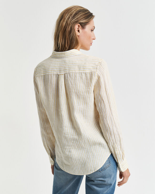 Regular fit stribet skjorte af hør