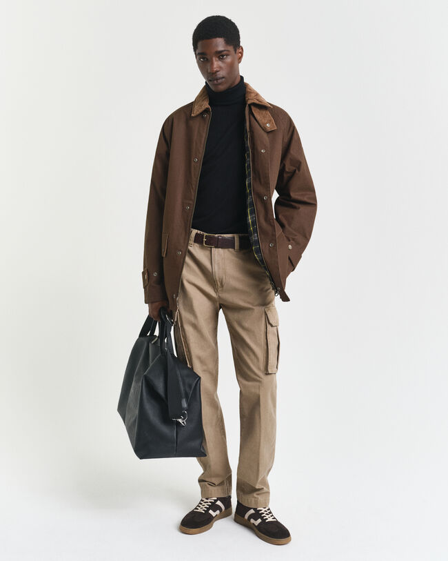 Regular fit cargobukser af bomuldstwill