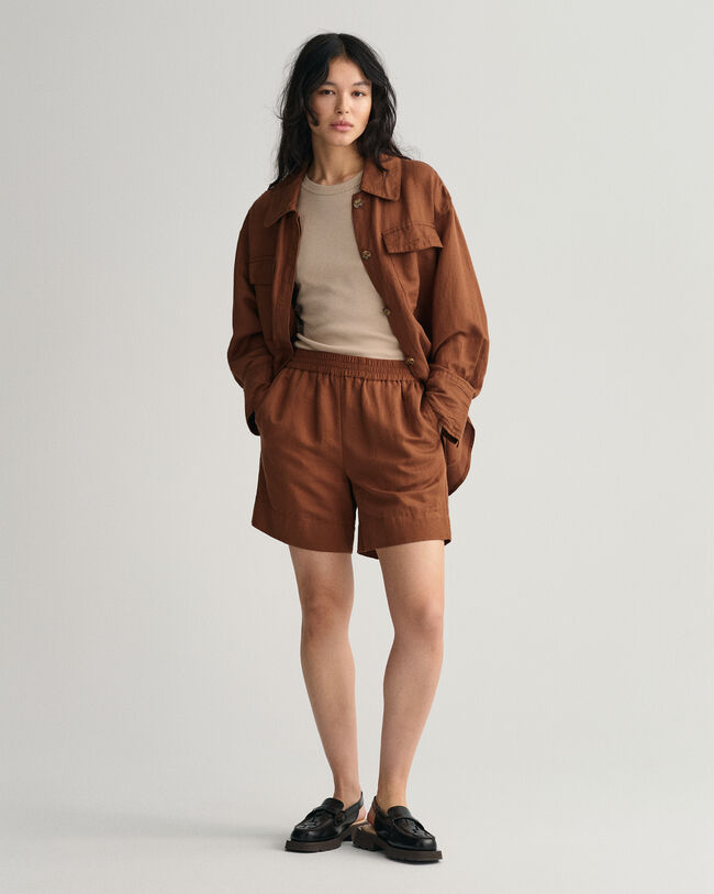 Pull-on-shorts i hør- og viskoseblanding