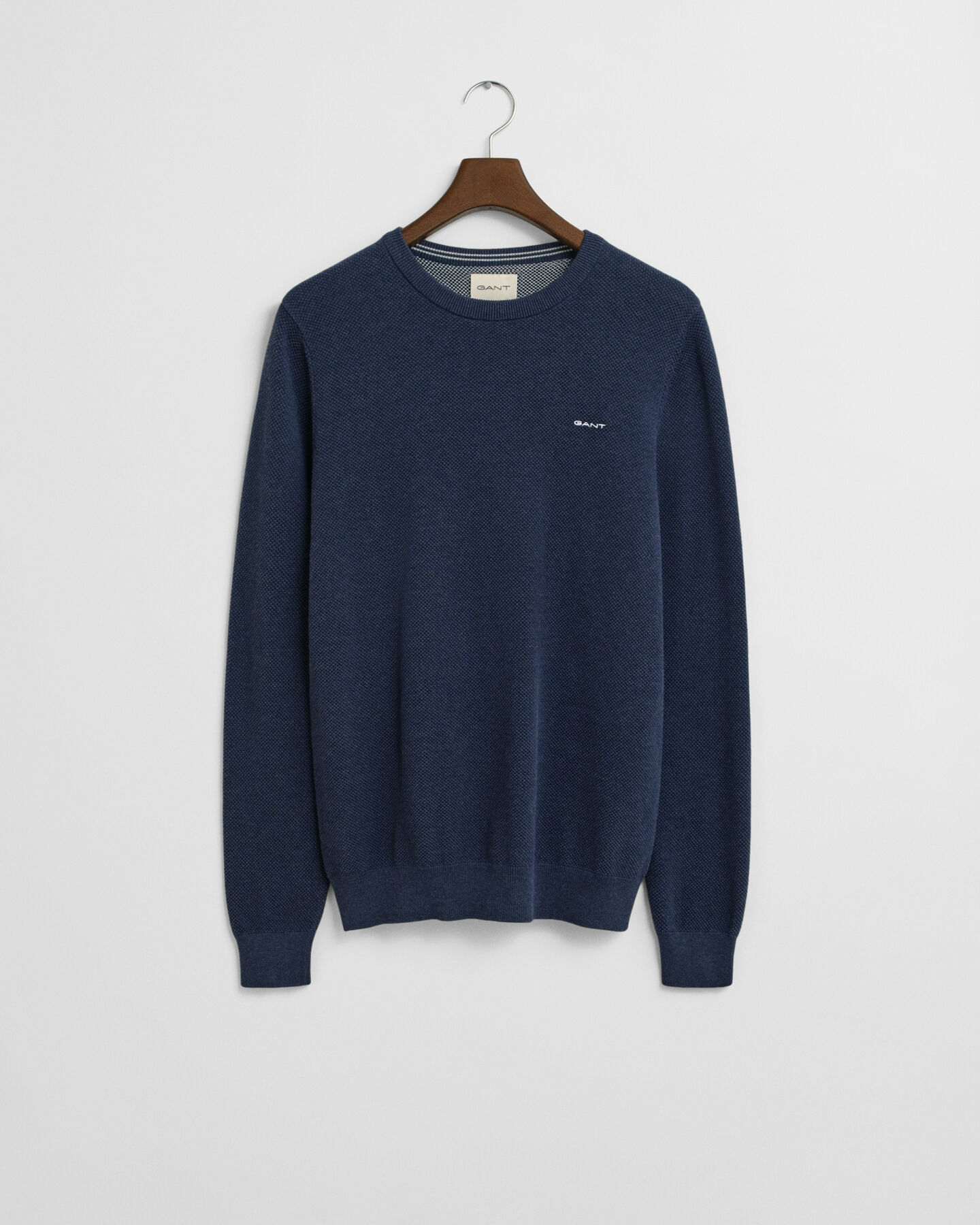 Crewneck sweater af bomuldspiqué