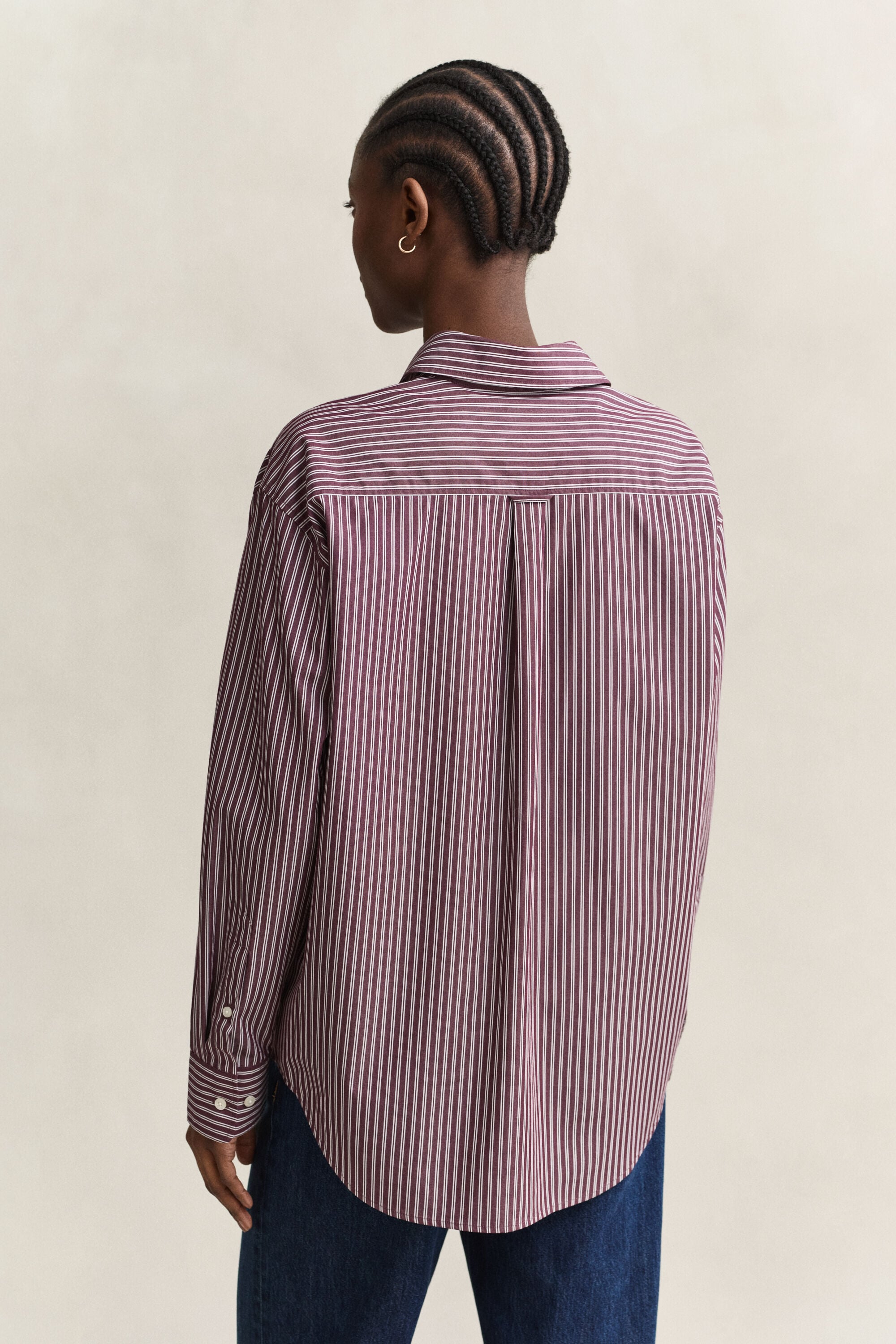 Relaxed fit stribet klassisk poplin-skjorte