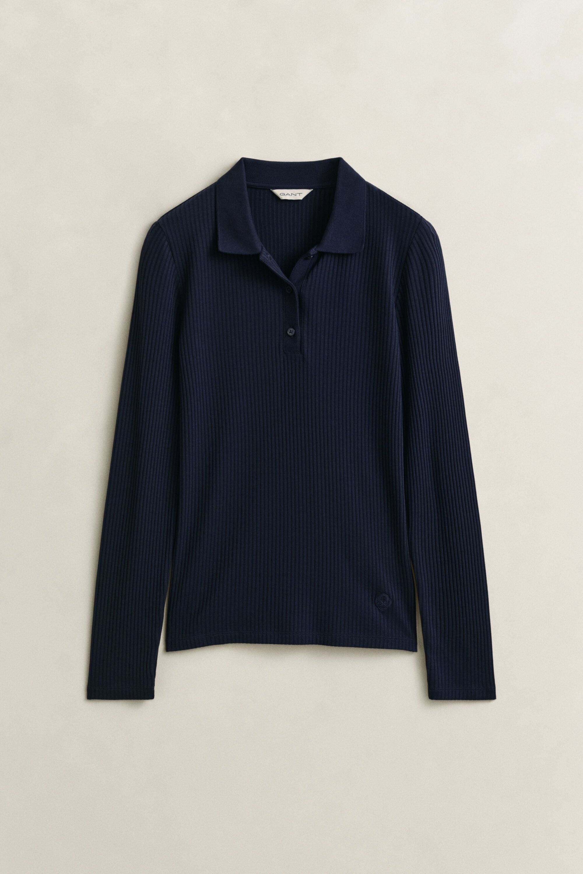 Slim ribstrikket polo-top