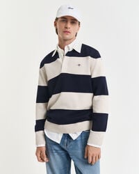 Tværstribet polosweater