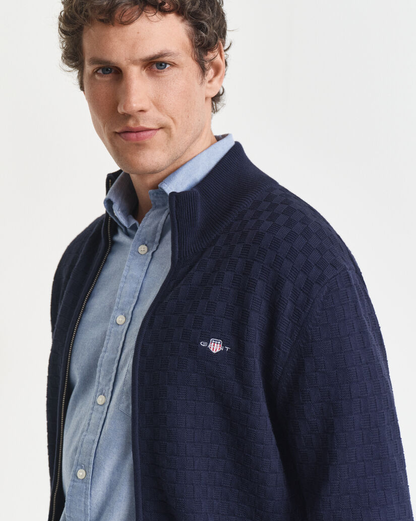 Sweater med mikrotekstur og lynlås