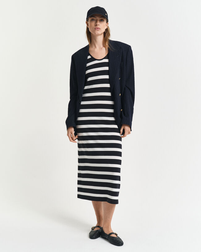 Stribet tanktop midi jerseykjole