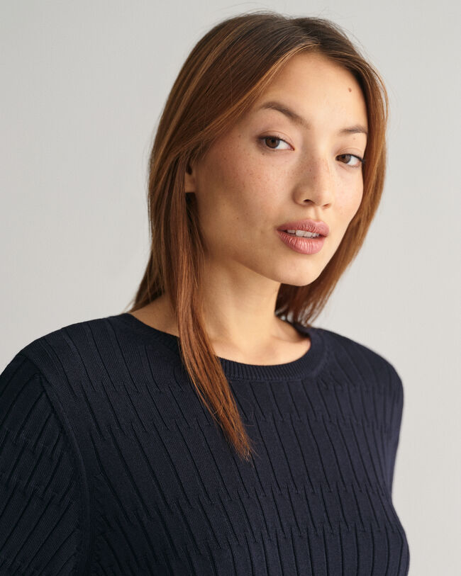 Tekstureret kortærmet sweater med crewneck