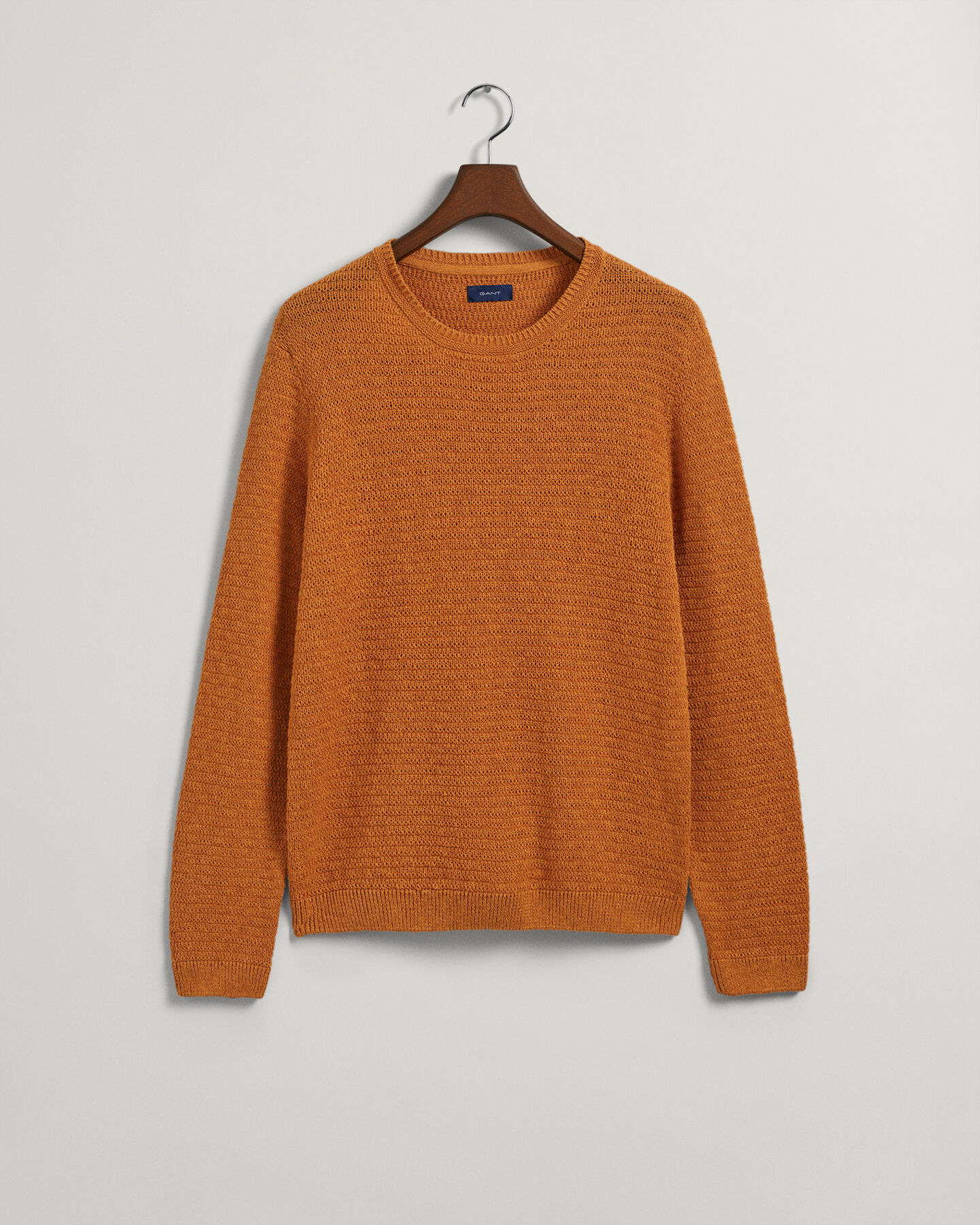 Tekstureret crewneck sweater af bomuld og h&oslash;r