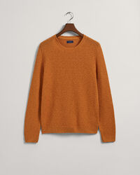 Tekstureret crewneck sweater af bomuld og h&oslash;r