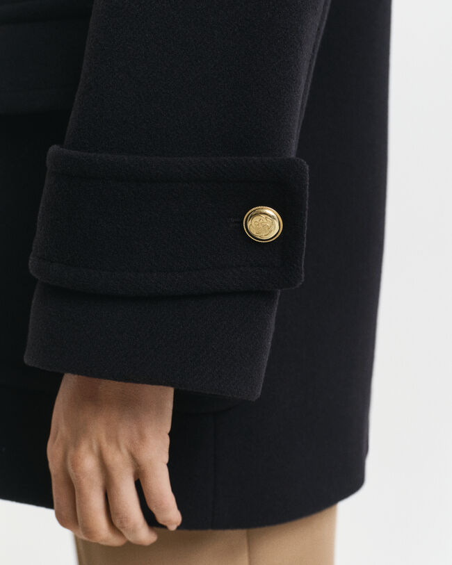 Mellemlang sømandsjakke i uld