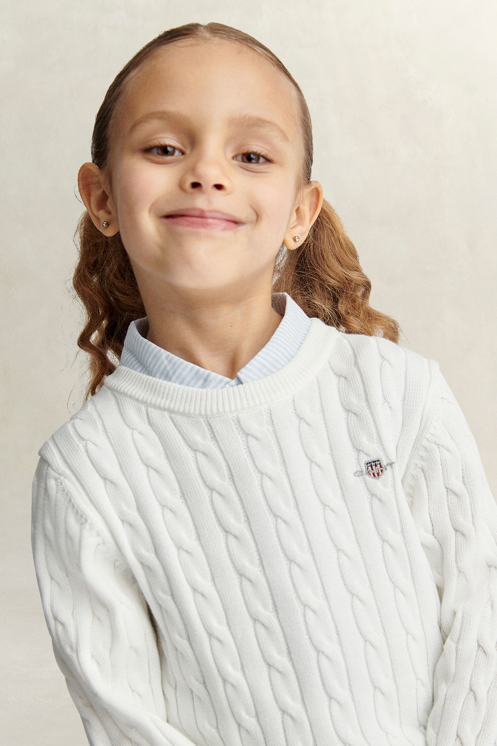 Girls Shield kabelstrikket sweater