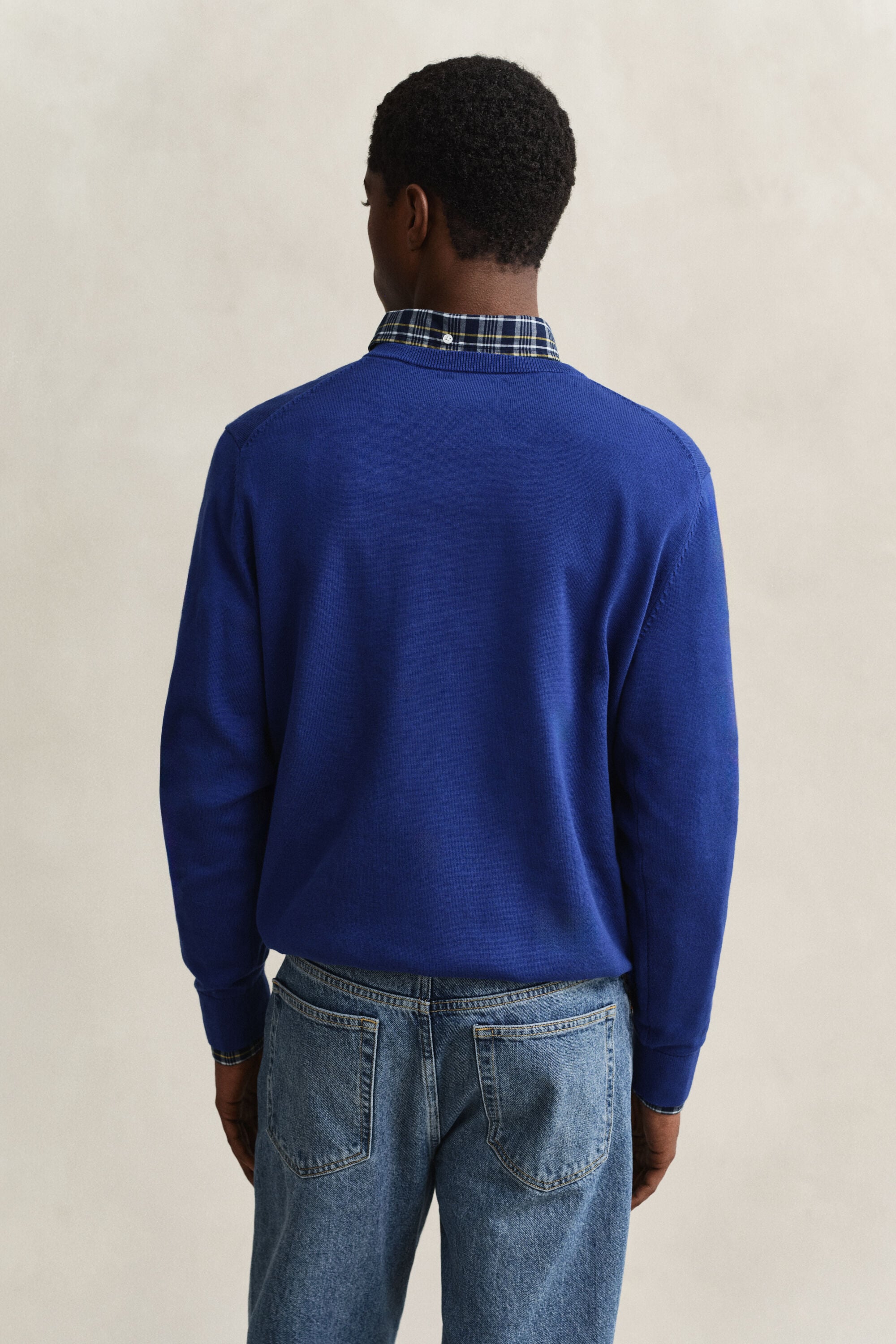 Klassiske sweater i bomuld med V-hals