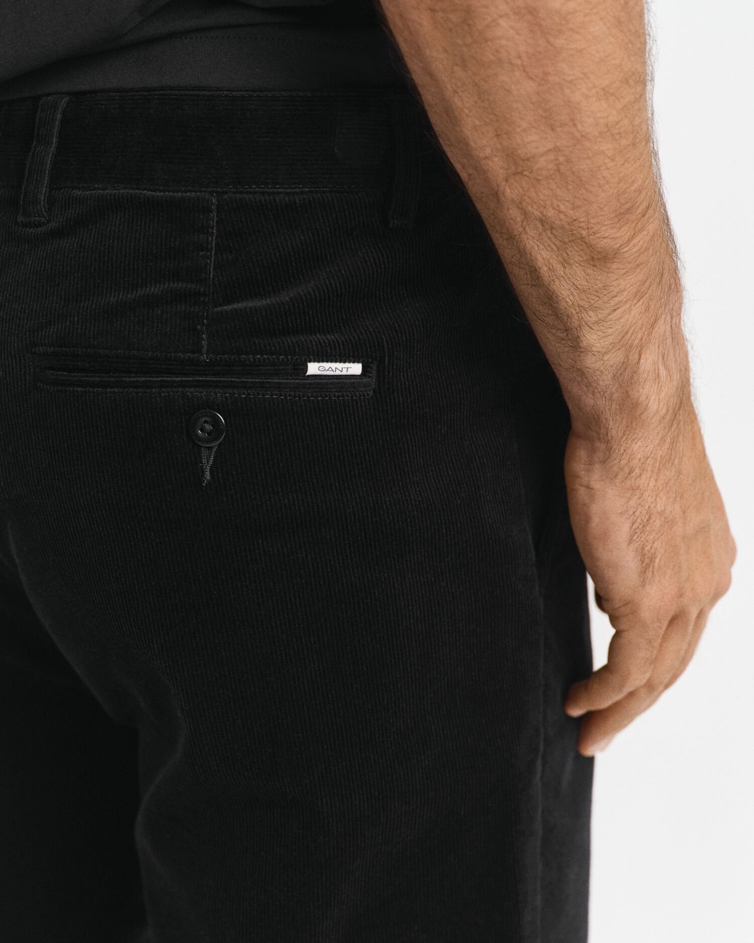 Regular fit chinobukser i jernbanefløjl