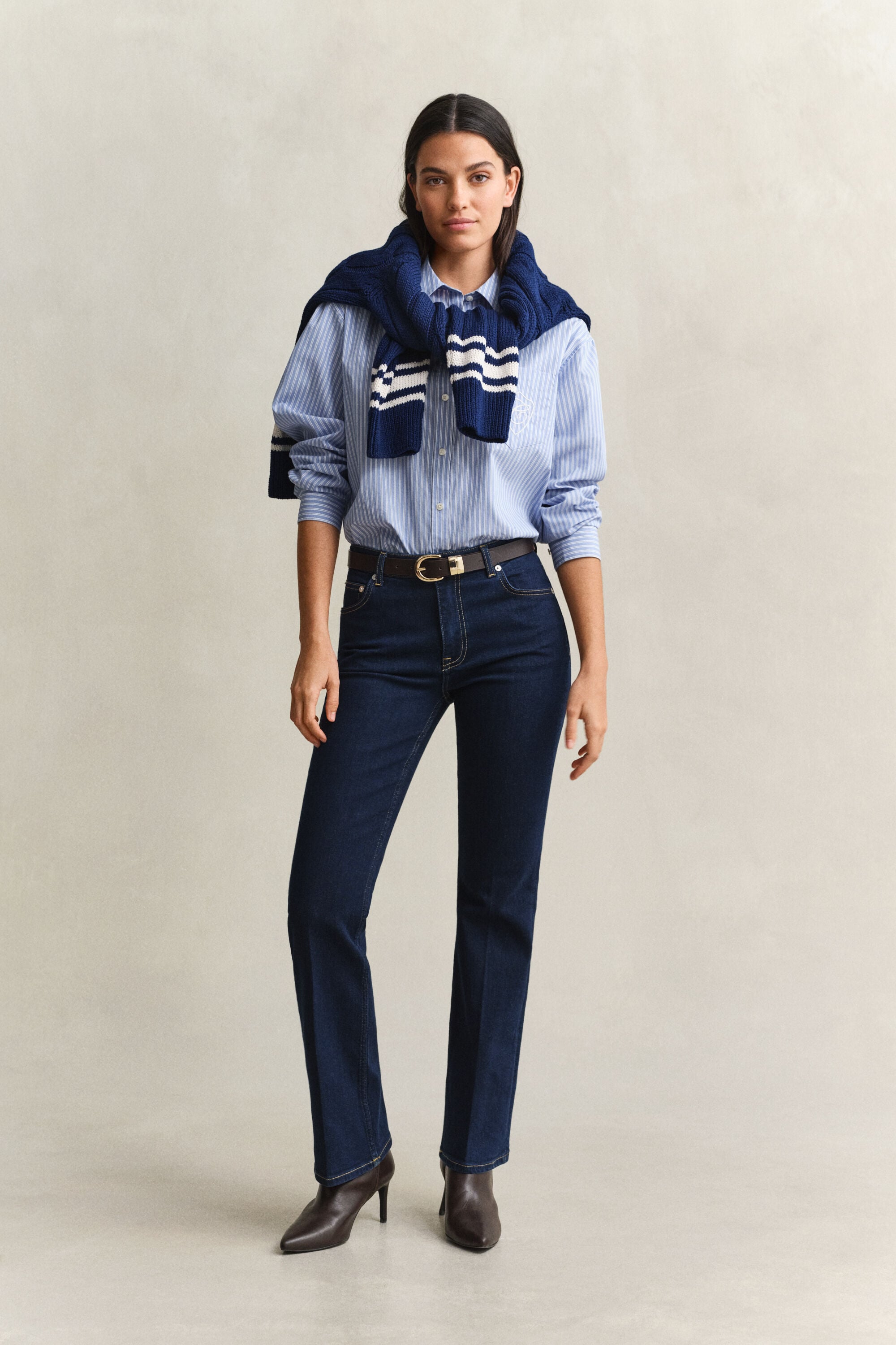 Relaxed fit stribet klassisk poplin-skjorte