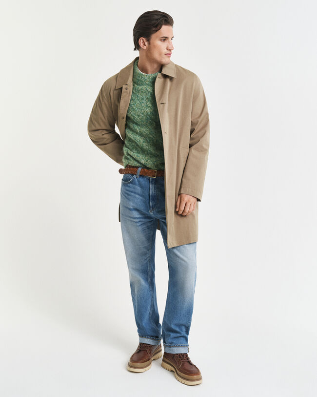 Crewneck sweater med kabelstrik