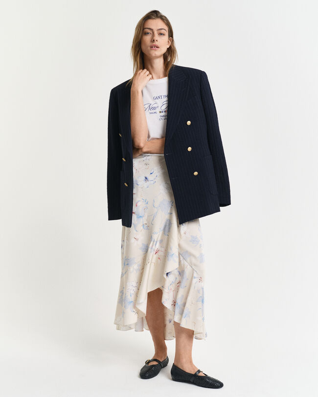 Fl&aelig;set sl&aring;-om nederdel med blomstertryk