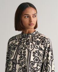 Lace Print bluse med rullekrave