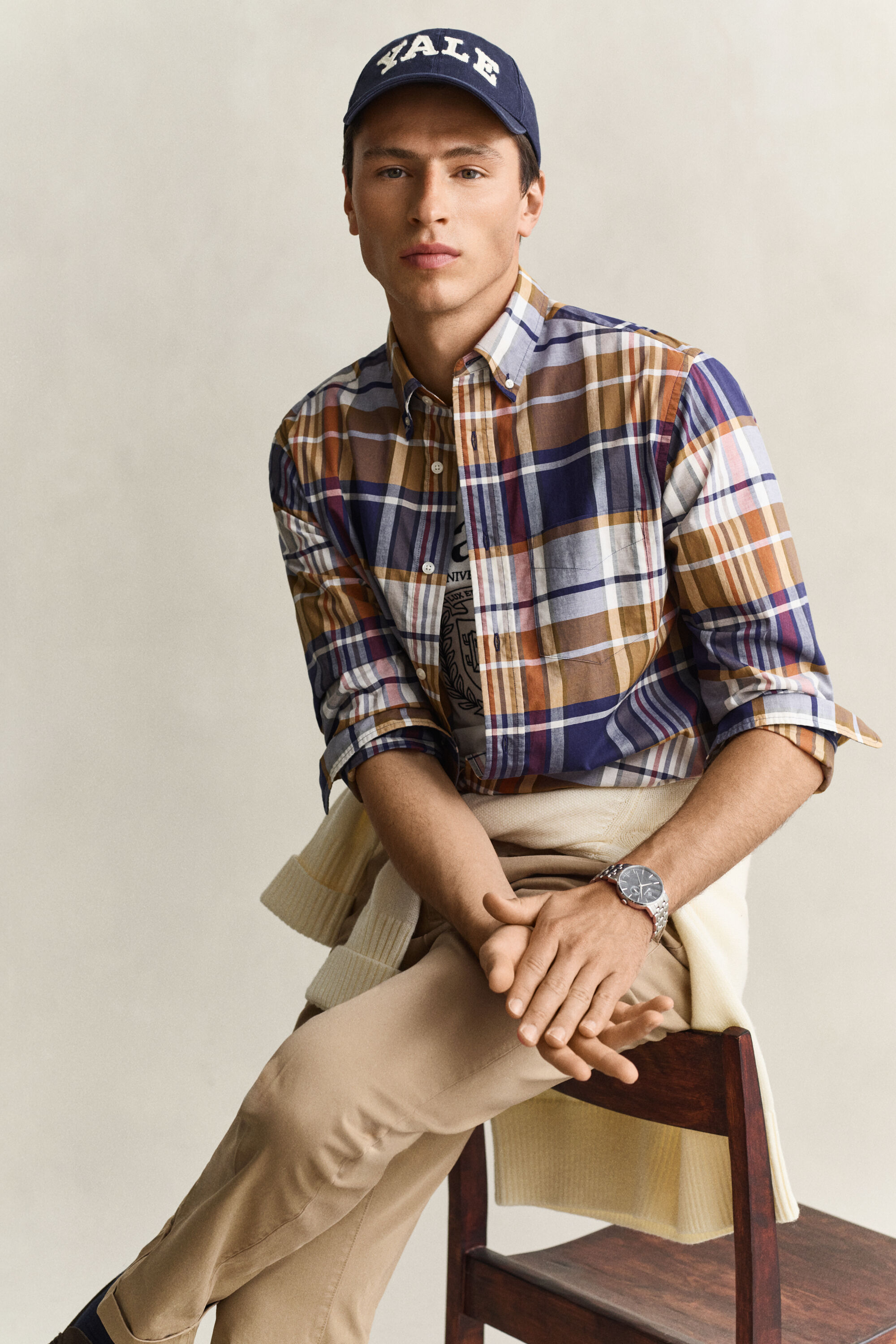 Gant x Yale ternet skjorte af poplin