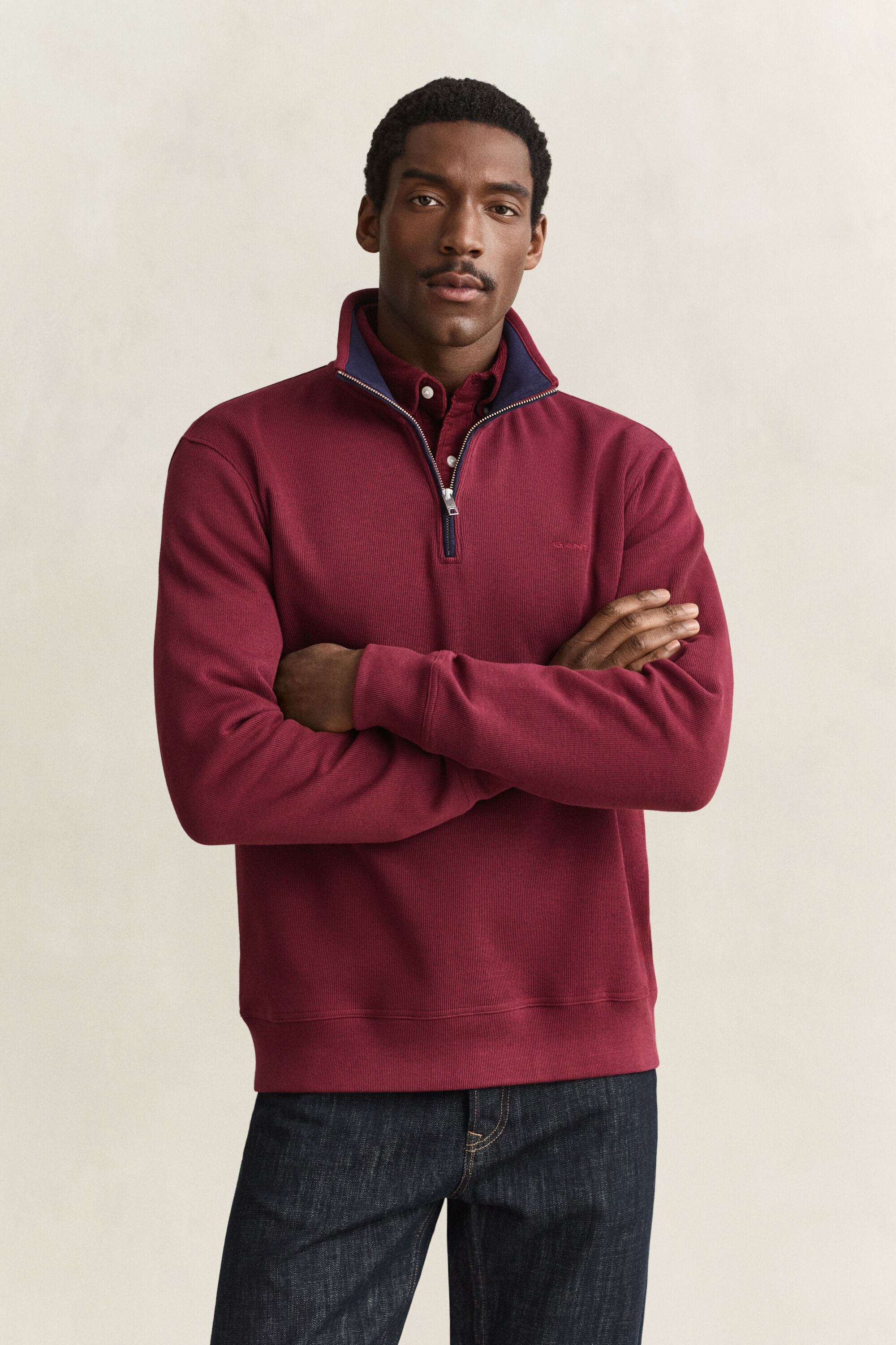 Sacker Rib sweatshirt med halv lynlås