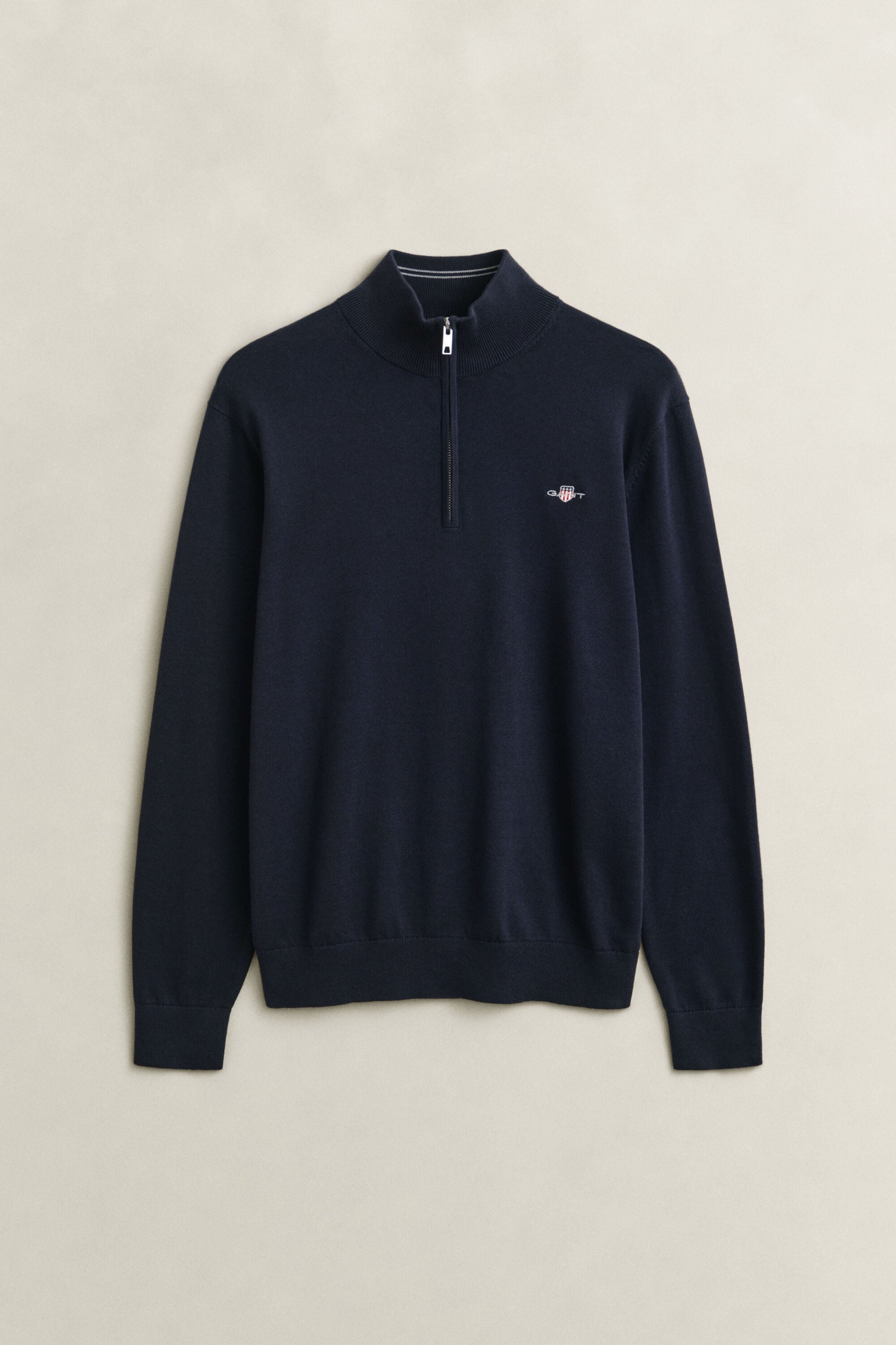 Klassiske sweater i bomuld med halv lynlås