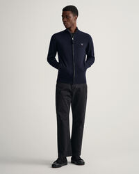 Cardigan af ekstra fin lammeuld med lynlås