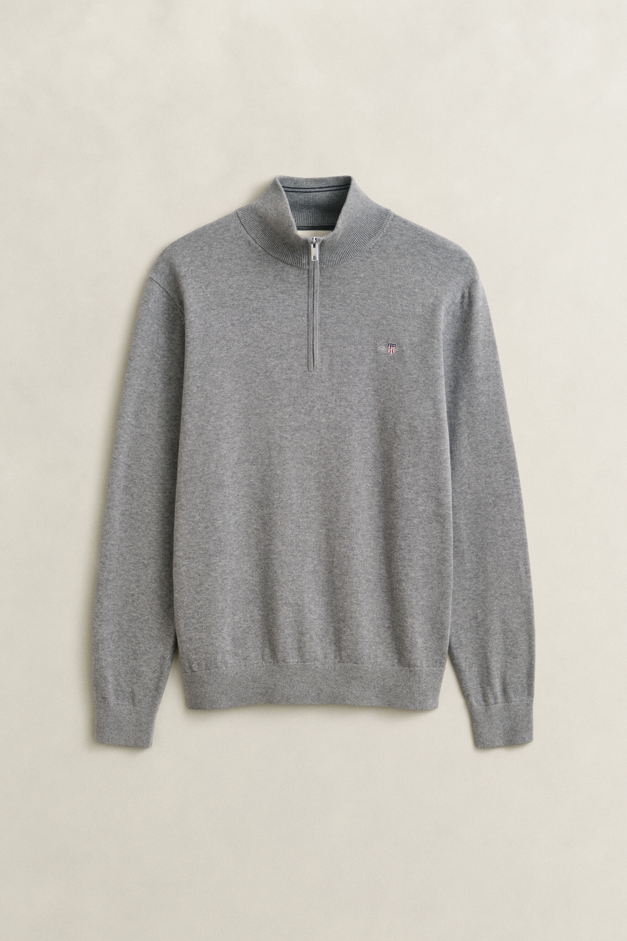 Klassiske sweater i bomuld med halv lynlås