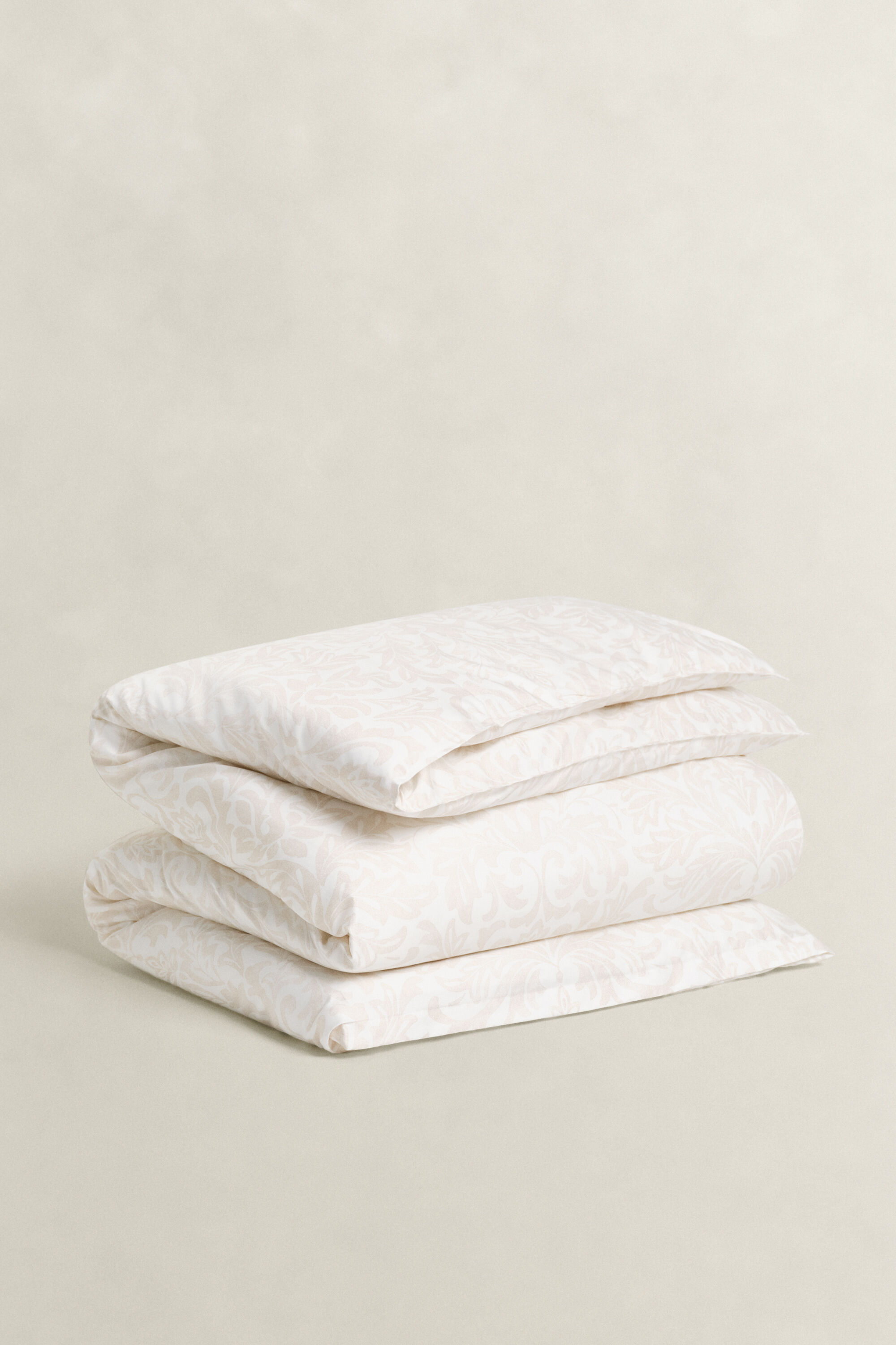 Dobbelt dynebetræk med bladmedaljon-tryk