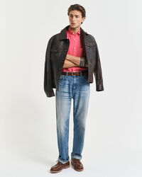 Regular fit garment-dyed h&oslash;rskjorte med korte &aelig;rmer