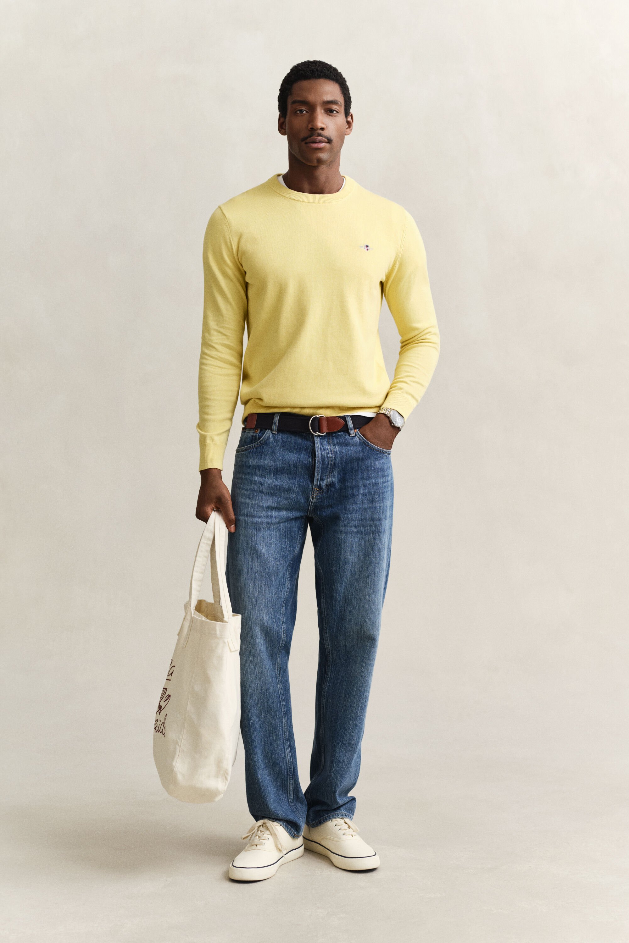 Crewneck sweater i bomuld