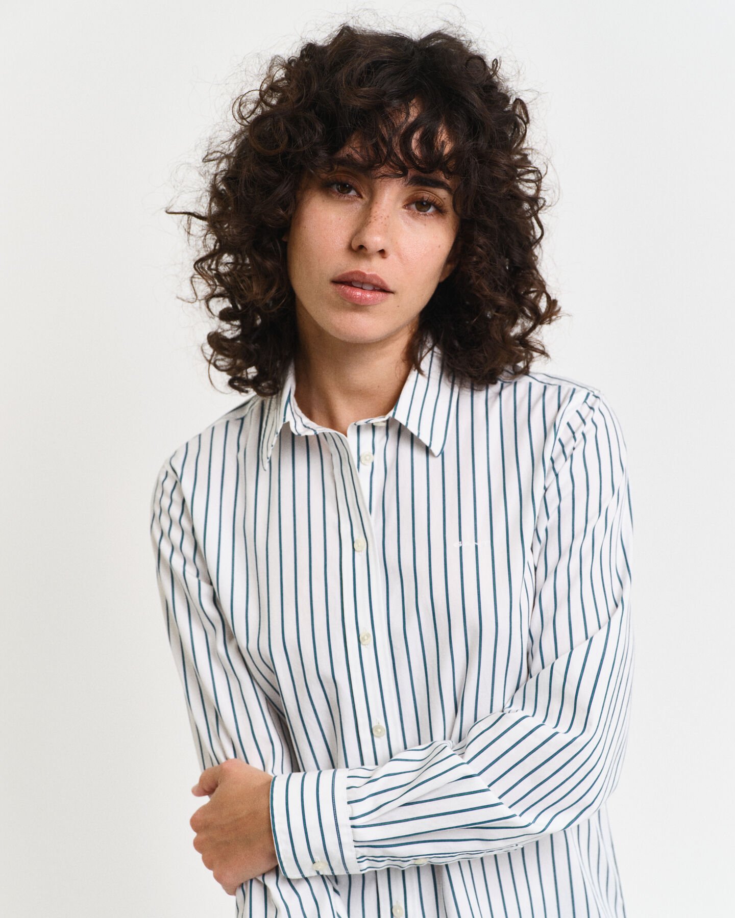 Regular fit klassisk stribet poplin-skjorte