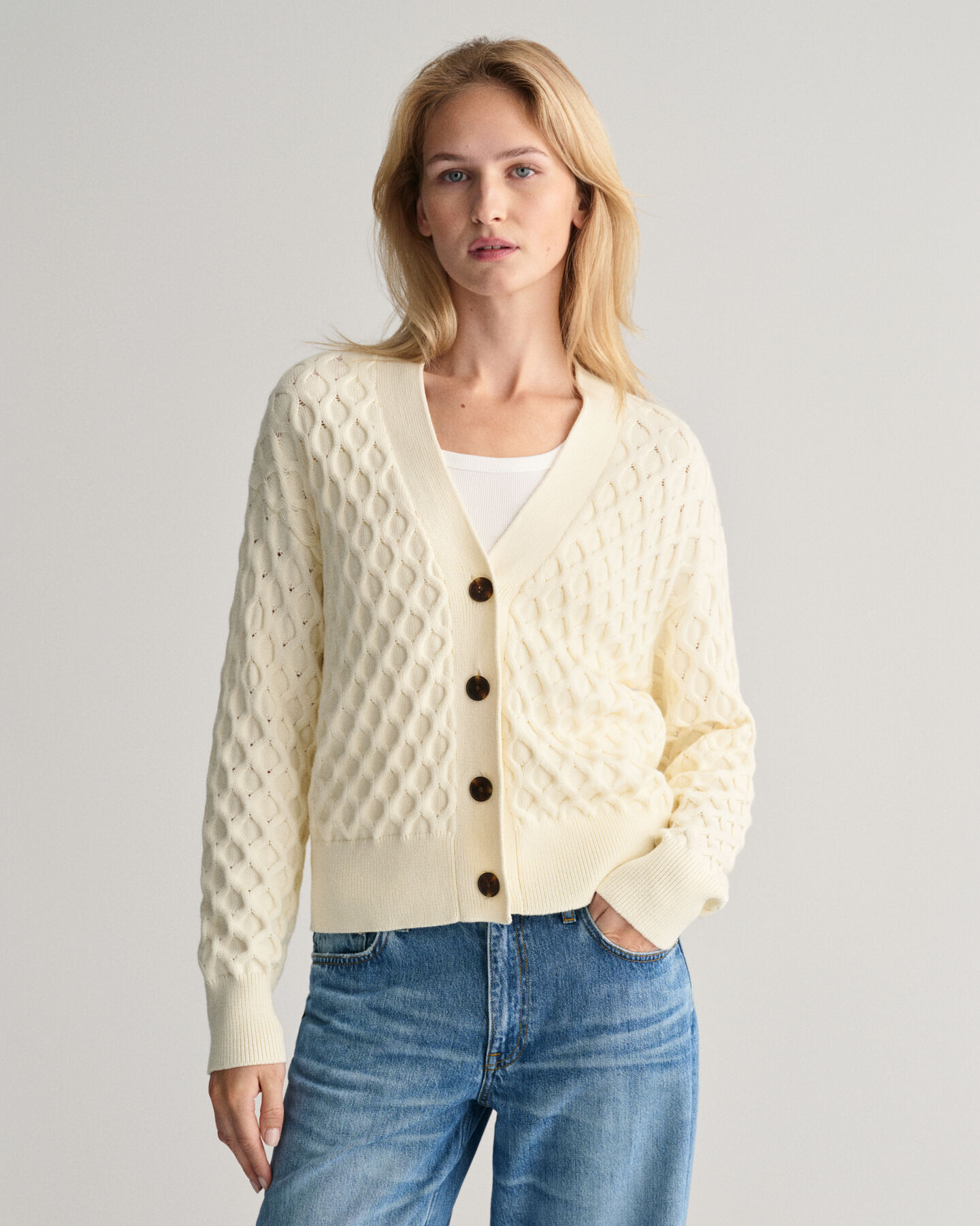 Tekstureret strikket cardigan