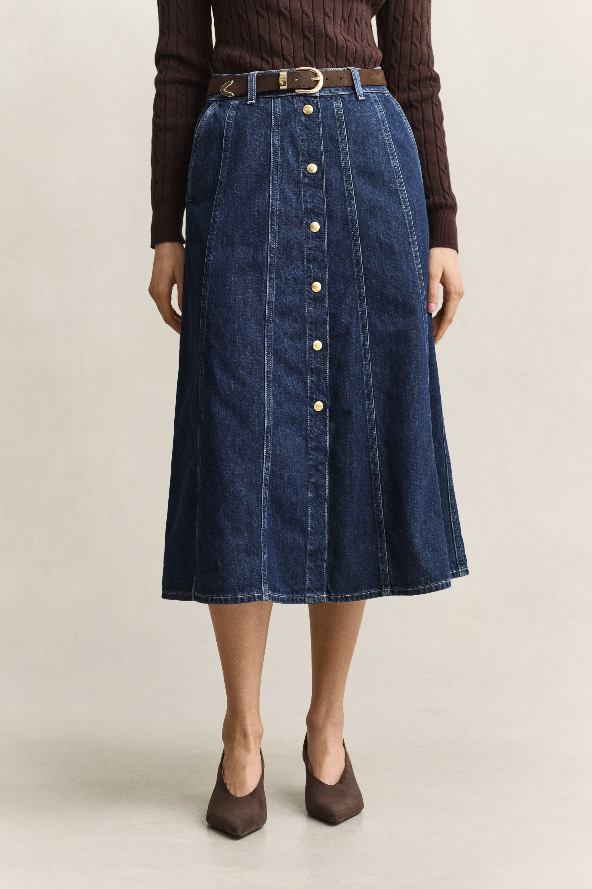 Denim-nederdel med svaj