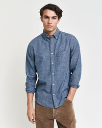 Regular fit indigo chambray skjorte
