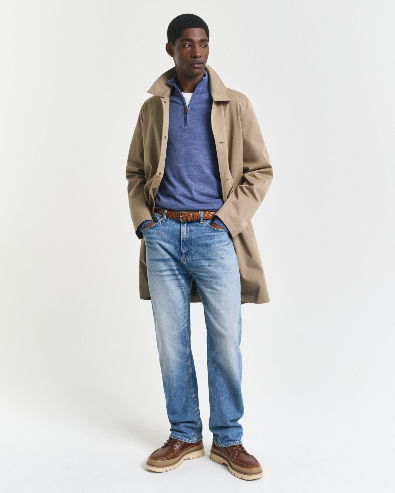 Sweater med halv lynlås i ekstra fin merinould