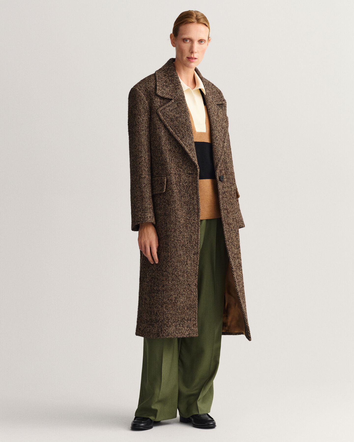 Sildebensmønstret overfrakke