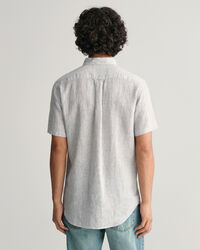 Regular fit stribet h&oslash;rskjorte med korte &aelig;rmer