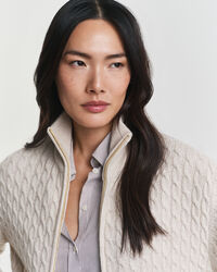 Kabelstrikket cardigan med lynlås