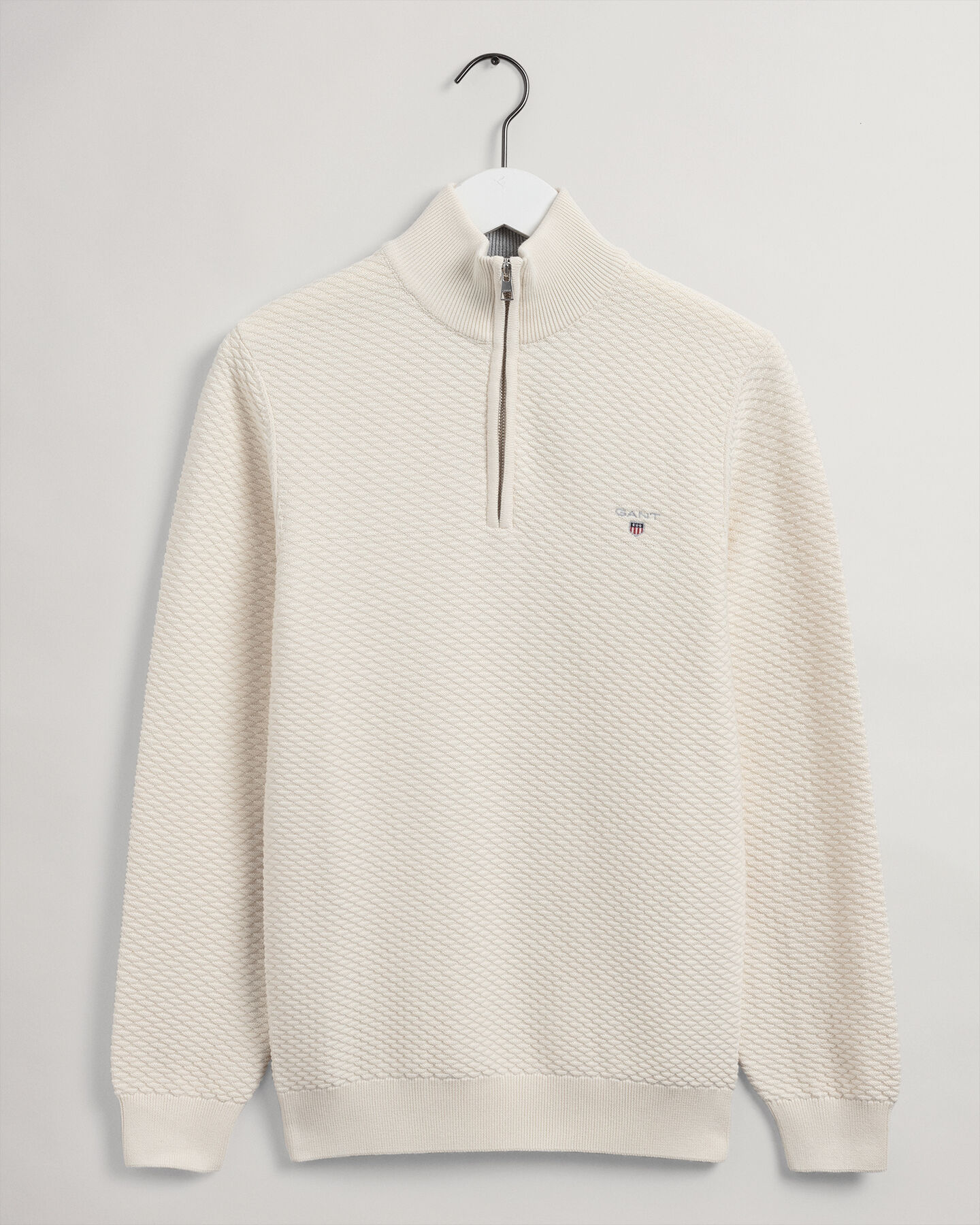 Triangle Texture sweater med halv lynlås