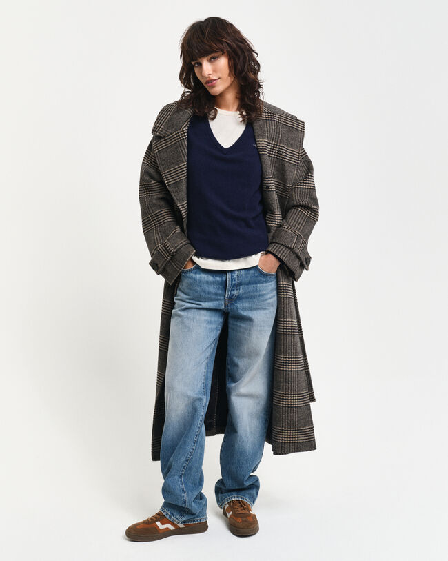 Sweater med V-hals af ekstra fin lammeuld