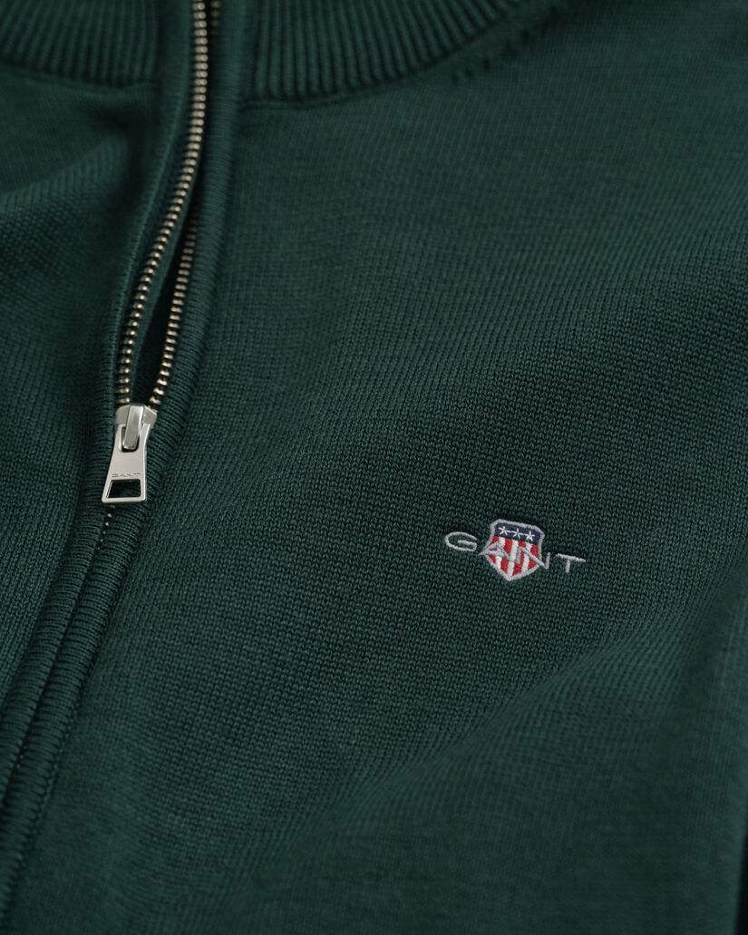 Afslappet cardigan i bomuld med lynlås