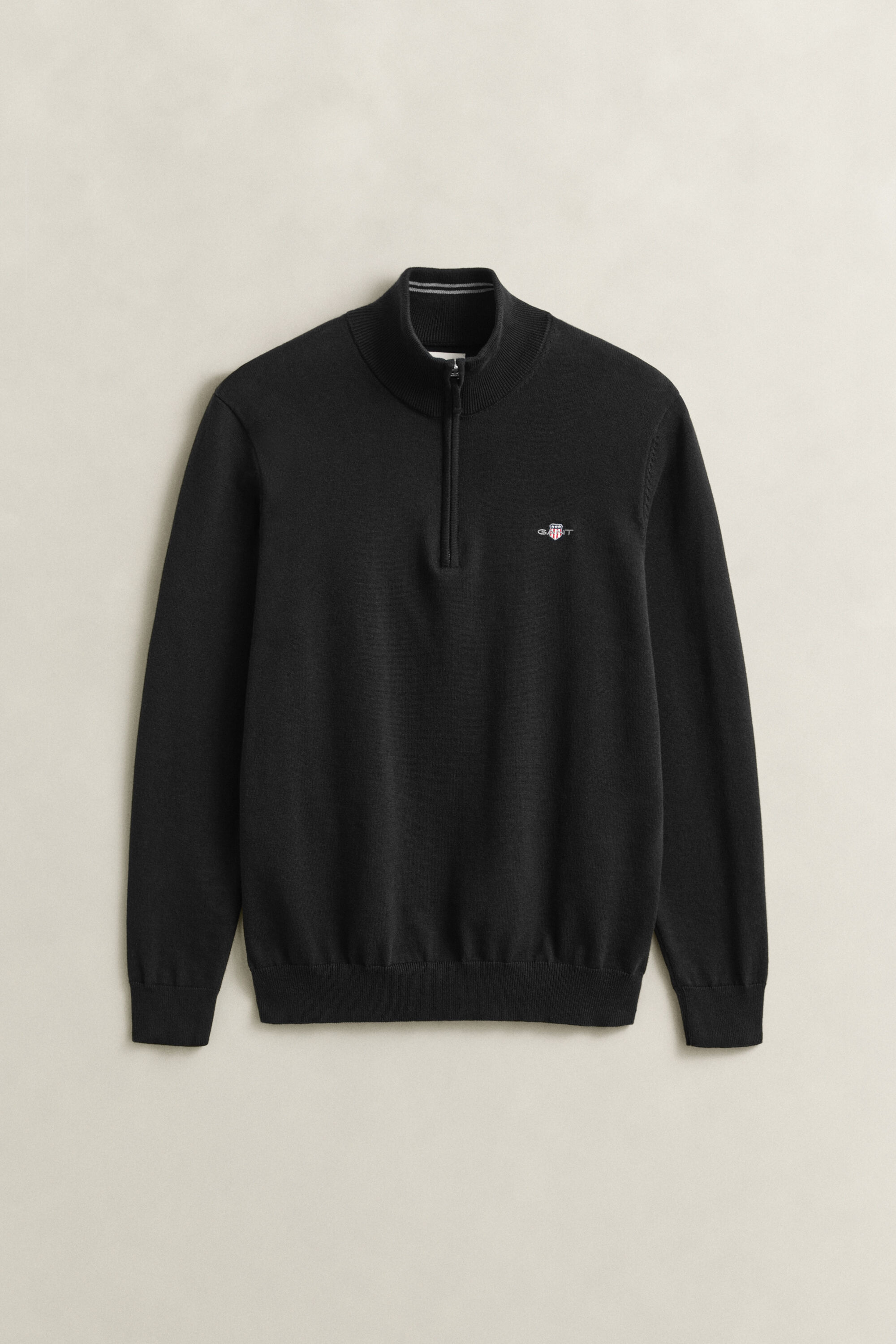 Klassiske sweater i bomuld med halv lynlås